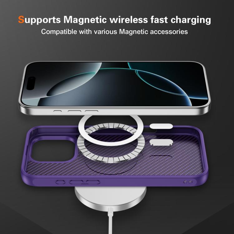 For iPhone 16 Pro Carbon Fiber Texture Skin-feel MagSafe Phone Case