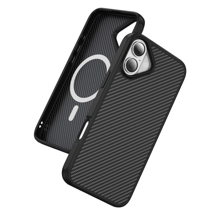 For iPhone 16 Plus Carbon Fiber Texture Skin-feel MagSafe Phone Case