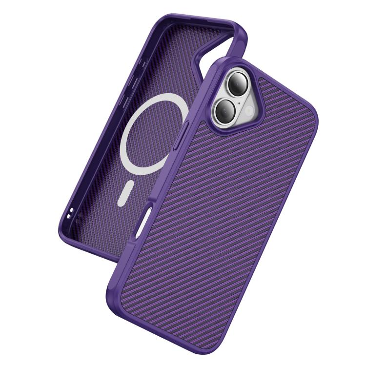 For iPhone 16 Plus Carbon Fiber Texture Skin-feel MagSafe Phone Case