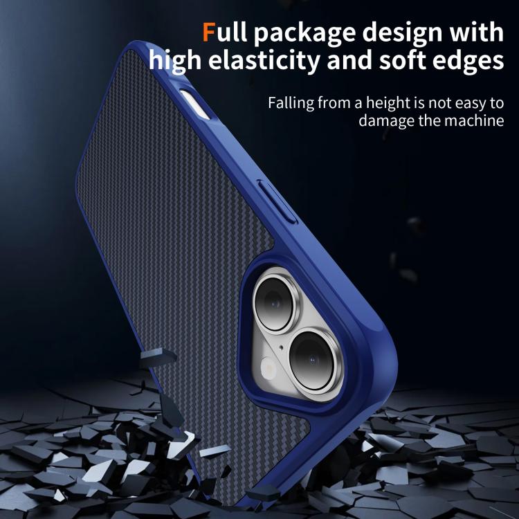 For iPhone 16 Carbon Fiber Texture Skin-feel MagSafe Phone Case