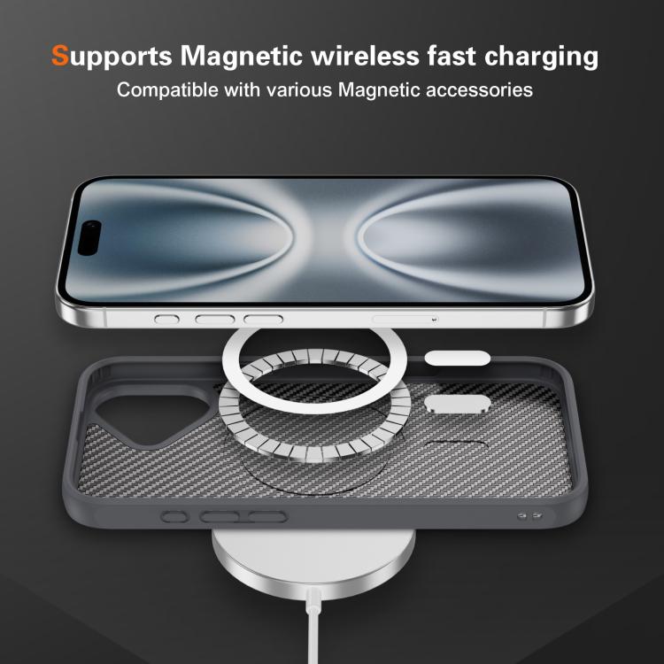 For iPhone 16 Carbon Fiber Texture Skin-feel MagSafe Phone Case