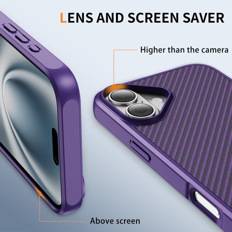 For iPhone 16 Carbon Fiber Texture Skin-feel MagSafe Phone Case