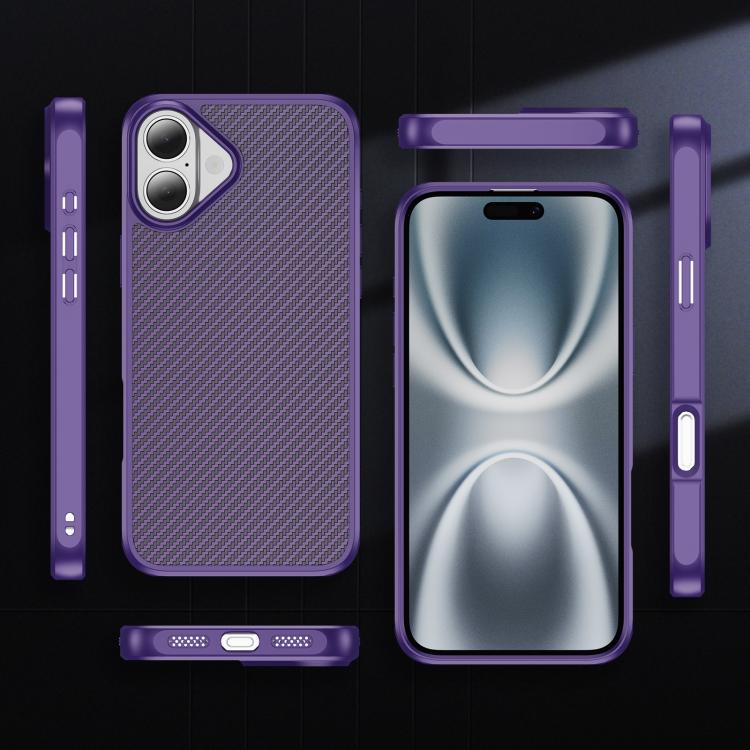 For iPhone 16 Carbon Fiber Texture Skin-feel MagSafe Phone Case
