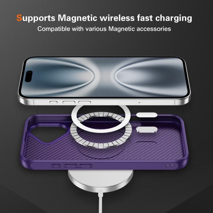 For iPhone 16 Carbon Fiber Texture Skin-feel MagSafe Phone Case