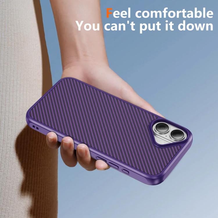 For iPhone 16 Carbon Fiber Texture Skin-feel MagSafe Phone Case