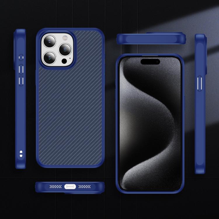 For iPhone 15 Pro Max Carbon Fiber Texture Skin-feel MagSafe Phone Case