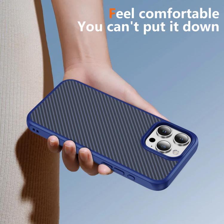 For iPhone 15 Pro Max Carbon Fiber Texture Skin-feel MagSafe Phone Case