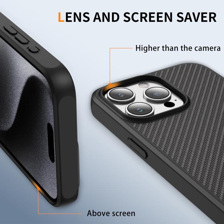 For iPhone 15 Pro Max Carbon Fiber Texture Skin-feel MagSafe Phone Case