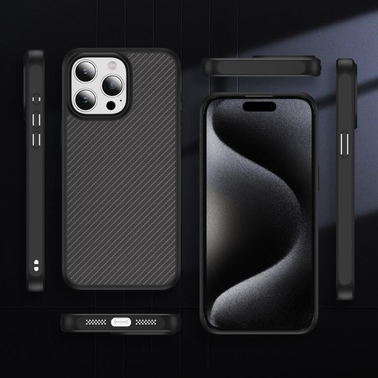 For iPhone 15 Pro Max Carbon Fiber Texture Skin-feel MagSafe Phone Case