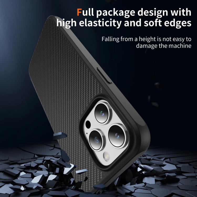 For iPhone 15 Pro Max Carbon Fiber Texture Skin-feel MagSafe Phone Case