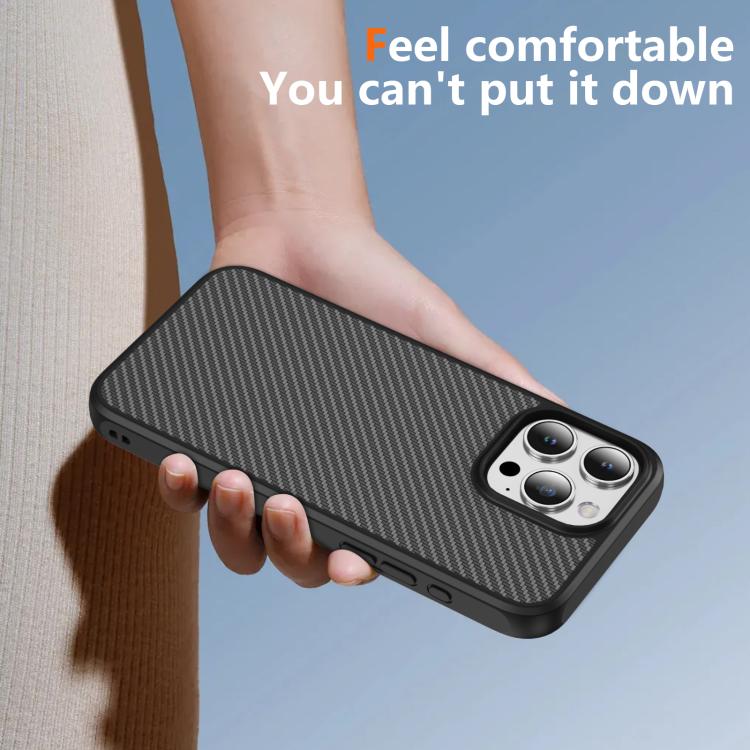 For iPhone 15 Pro Max Carbon Fiber Texture Skin-feel MagSafe Phone Case