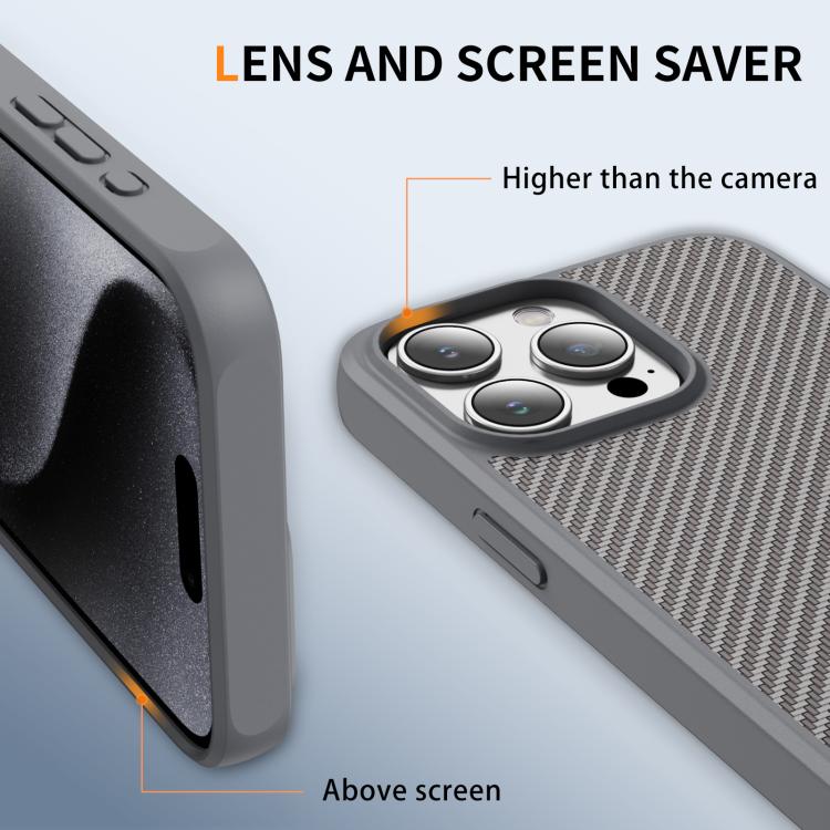 For iPhone 15 Pro Max Carbon Fiber Texture Skin-feel MagSafe Phone Case