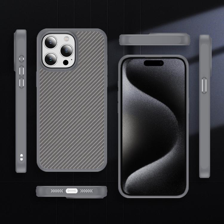 For iPhone 15 Pro Max Carbon Fiber Texture Skin-feel MagSafe Phone Case
