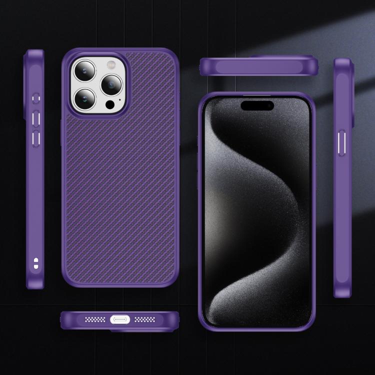 For iPhone 15 Pro Max Carbon Fiber Texture Skin-feel MagSafe Phone Case