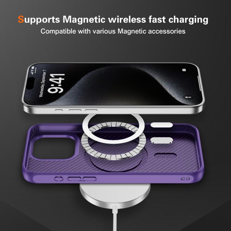 For iPhone 15 Pro Max Carbon Fiber Texture Skin-feel MagSafe Phone Case