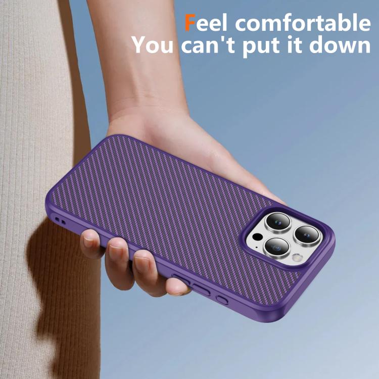 For iPhone 15 Pro Max Carbon Fiber Texture Skin-feel MagSafe Phone Case