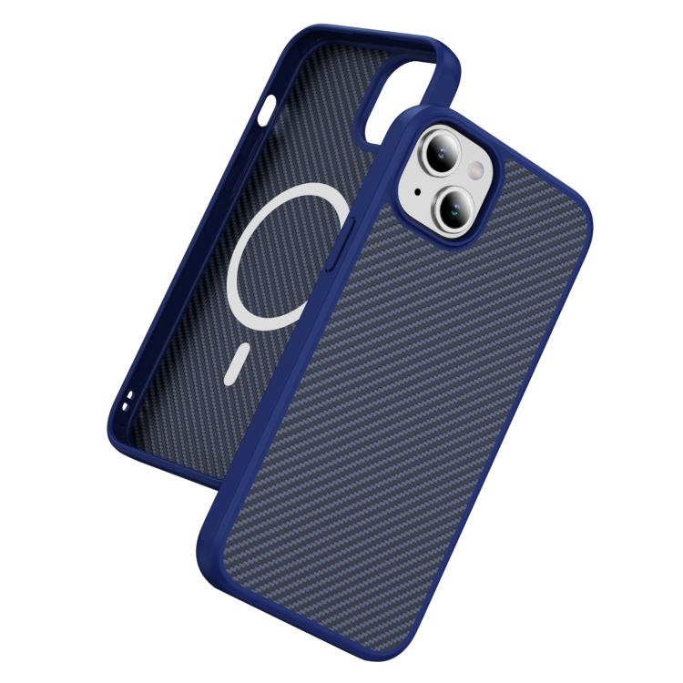 For iPhone 15 Plus Carbon Fiber Texture Skin-feel MagSafe Phone Case