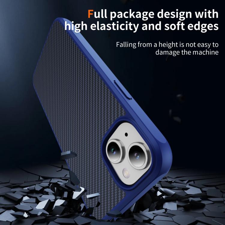 For iPhone 15 Plus Carbon Fiber Texture Skin-feel MagSafe Phone Case