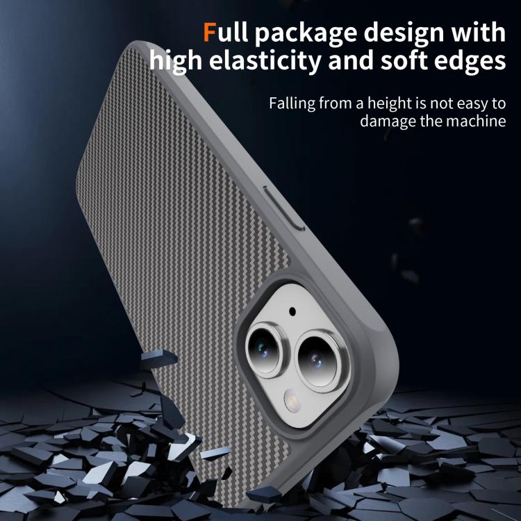 For iPhone 15 Plus Carbon Fiber Texture Skin-feel MagSafe Phone Case