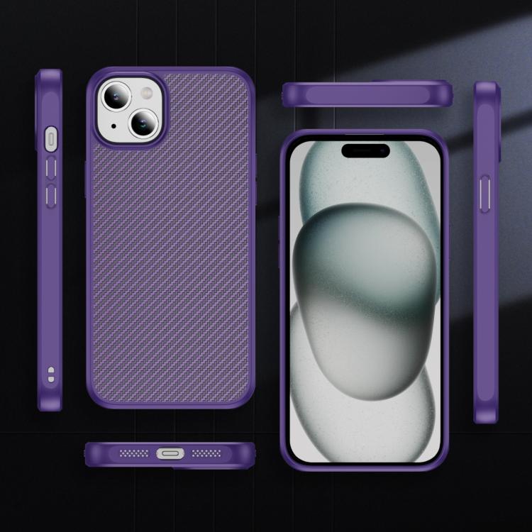 For iPhone 15 Plus Carbon Fiber Texture Skin-feel MagSafe Phone Case