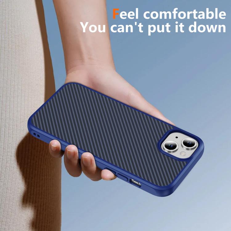 For iPhone 15 Carbon Fiber Texture Skin-feel MagSafe Phone Case