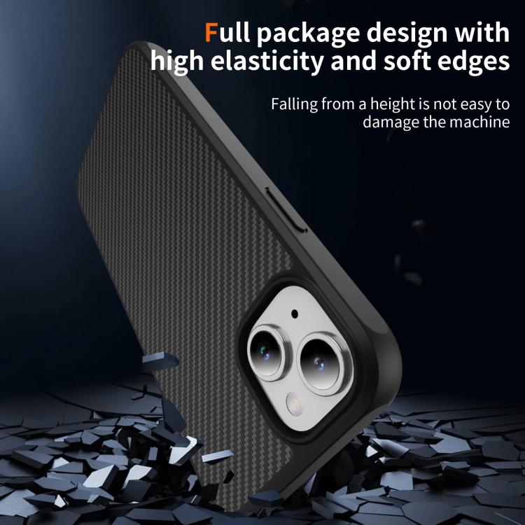 For iPhone 15 Carbon Fiber Texture Skin-feel MagSafe Phone Case