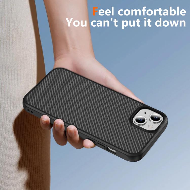 For iPhone 15 Carbon Fiber Texture Skin-feel MagSafe Phone Case