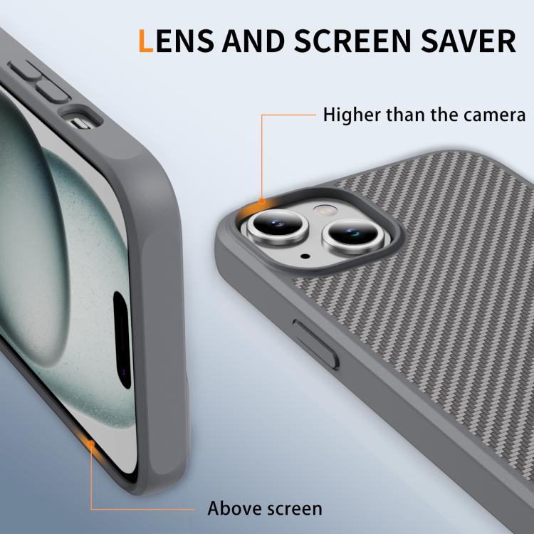 For iPhone 15 Carbon Fiber Texture Skin-feel MagSafe Phone Case