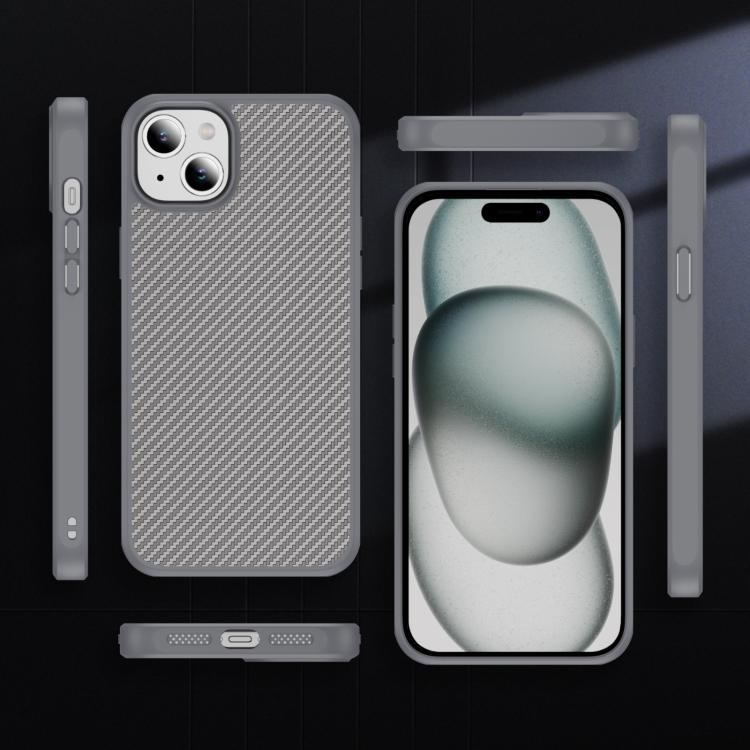 For iPhone 15 Carbon Fiber Texture Skin-feel MagSafe Phone Case