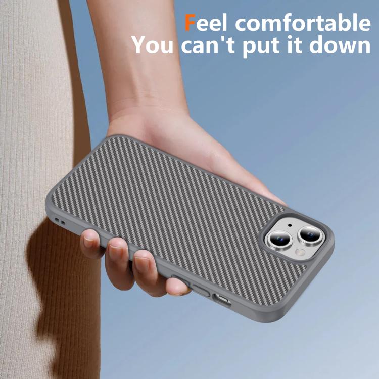 For iPhone 15 Carbon Fiber Texture Skin-feel MagSafe Phone Case