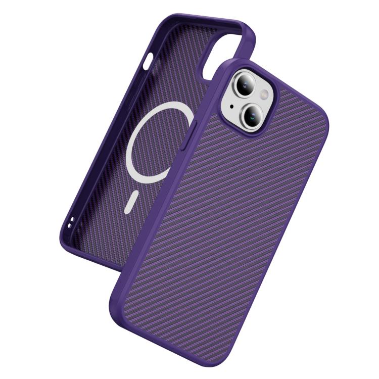 For iPhone 15 Carbon Fiber Texture Skin-feel MagSafe Phone Case