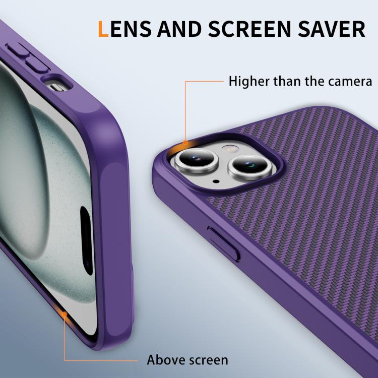 For iPhone 15 Carbon Fiber Texture Skin-feel MagSafe Phone Case