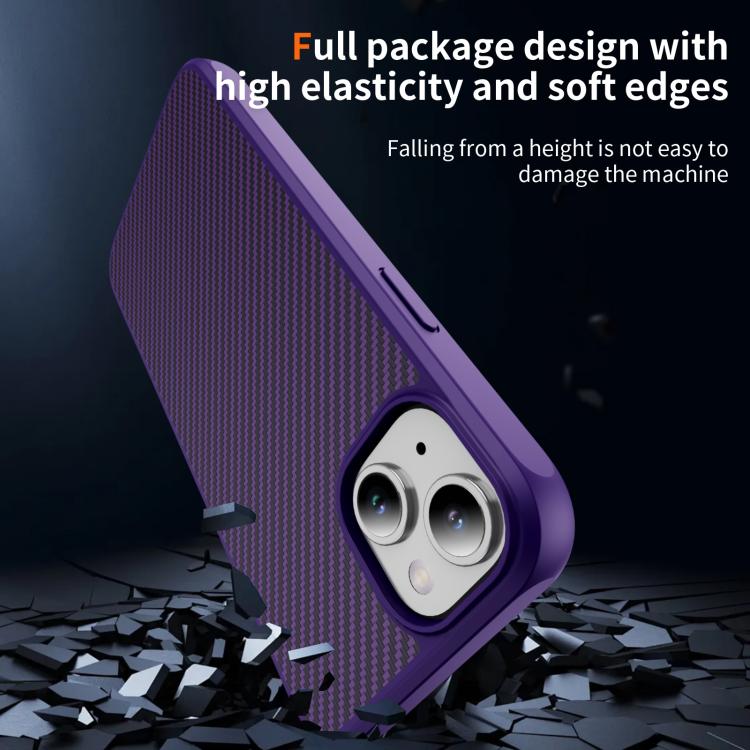 For iPhone 15 Carbon Fiber Texture Skin-feel MagSafe Phone Case