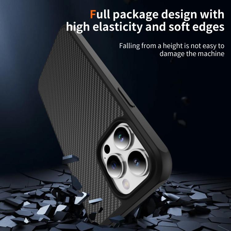 For iPhone 13 Pro Max Carbon Fiber Texture Skin-feel MagSafe Phone Case