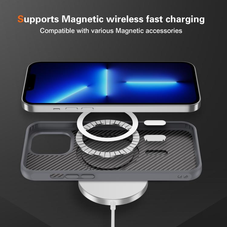 For iPhone 13 Pro Max Carbon Fiber Texture Skin-feel MagSafe Phone Case