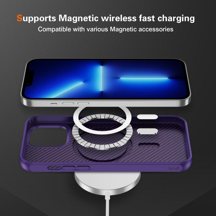 For iPhone 13 Pro Max Carbon Fiber Texture Skin-feel MagSafe Phone Case