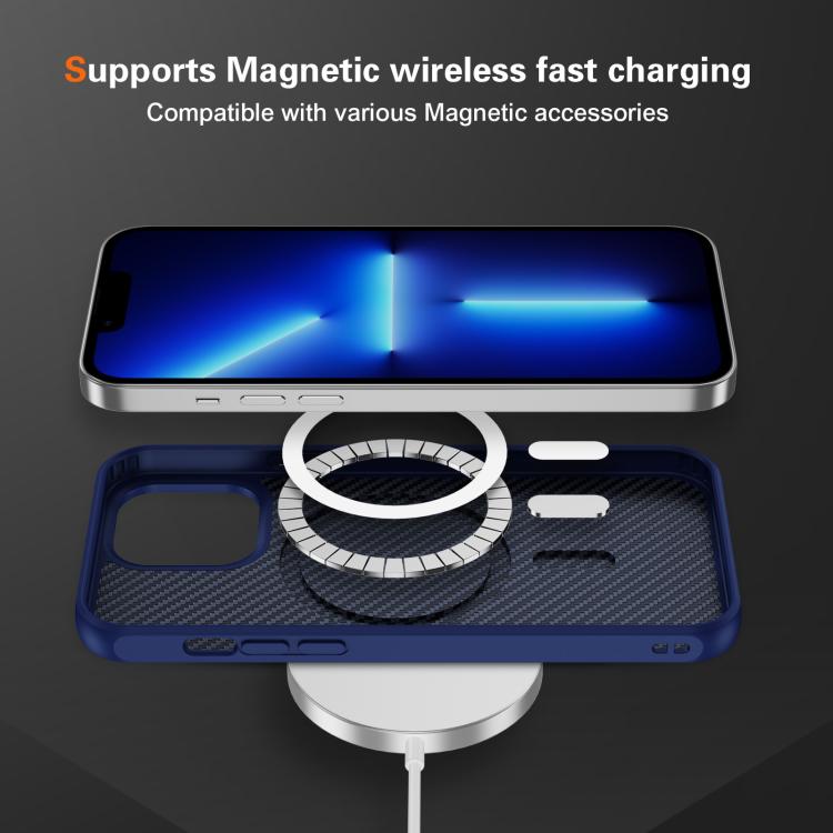 For iPhone 13 Pro Carbon Fiber Texture Skin-feel MagSafe Phone Case