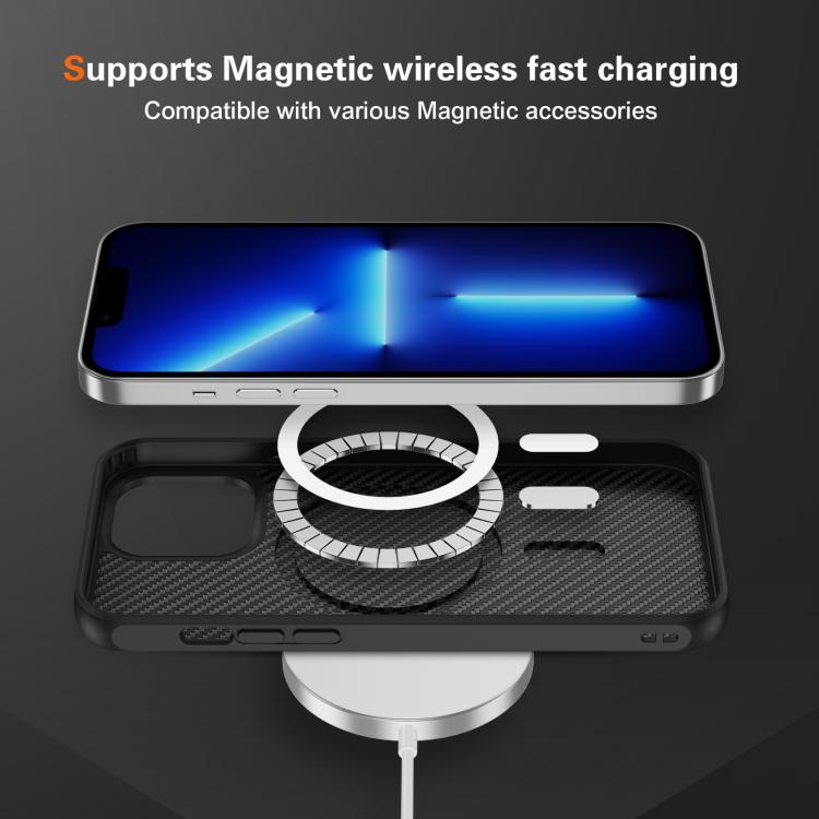 For iPhone 13 Pro Carbon Fiber Texture Skin-feel MagSafe Phone Case