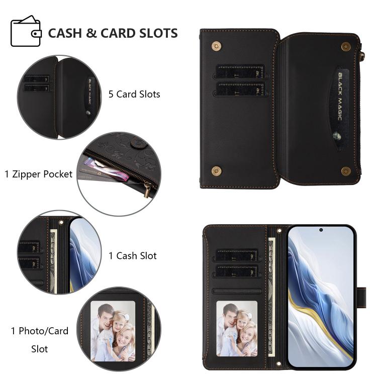 For Sharp Basio Active3 Butterfly Love Flower Multi-card Zipper Wallet Leather Phone Case