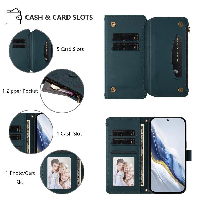 For Sharp Aquos R9 SH-51E Butterfly Love Flower Multi-card Zipper Wallet Leather Phone Case