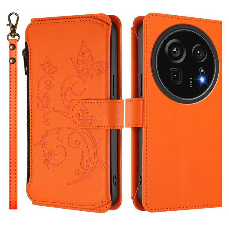 For Sharp Aquos R9 Pro SH-54E Butterfly Love Flower Multi-card Zipper Wallet Leather Phone Case