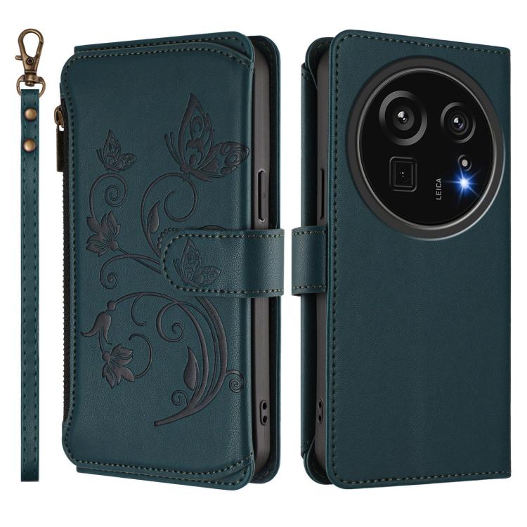 For Sharp Aquos R9 Pro SH-54E Butterfly Love Flower Multi-card Zipper Wallet Leather Phone Case