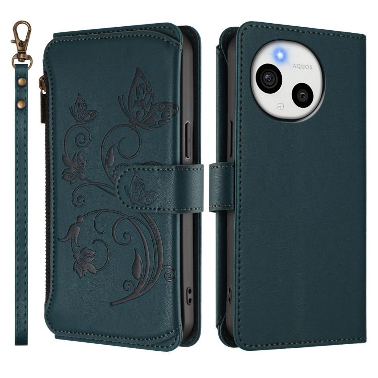 For Sharp Aquos Sense9 Plus Butterfly Love Flower Multi-card Zipper Wallet Leather Phone Case