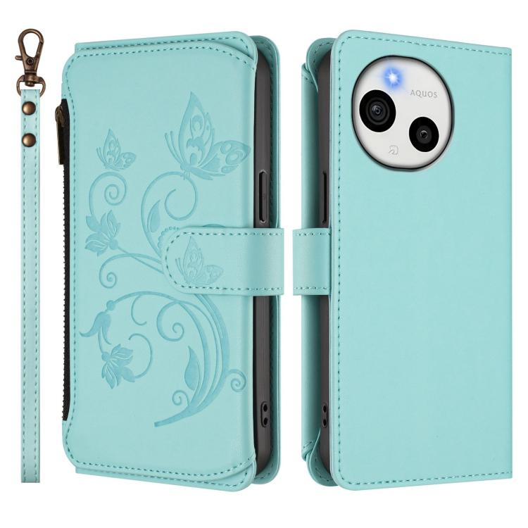 For Sharp Aquos Sense9 Plus Butterfly Love Flower Multi-card Zipper Wallet Leather Phone Case