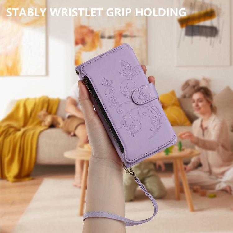 For Sharp Aquos Sense9 Plus Butterfly Love Flower Multi-card Zipper Wallet Leather Phone Case
