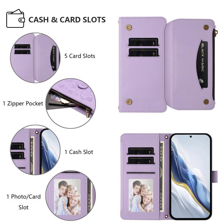 For Sharp Aquos Wish5 Butterfly Love Flower Multi-card Zipper Wallet Leather Phone Case