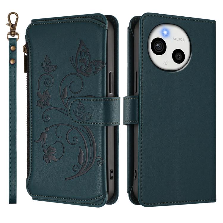 For Sharp Aquos Sense10 Butterfly Love Flower Multi-card Zipper Wallet Leather Phone Case