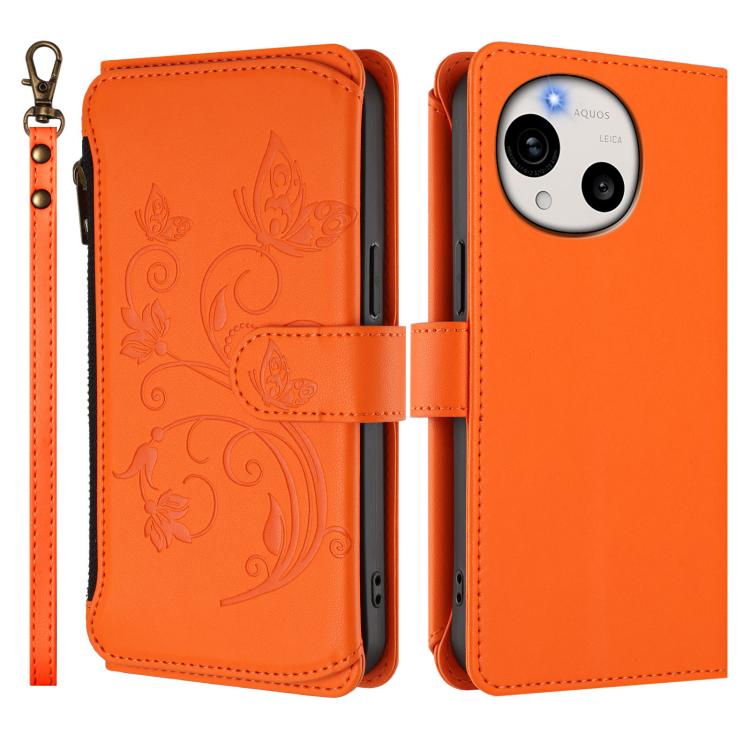 For Sharp Aquos R11 Butterfly Love Flower Multi-card Zipper Wallet Leather Phone Case