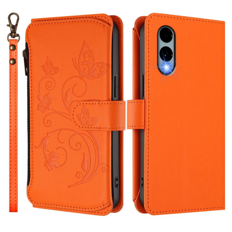 For Fujitsu Arrows We2 F-52E Butterfly Love Flower Multi-card Zipper Wallet Leather Phone Case