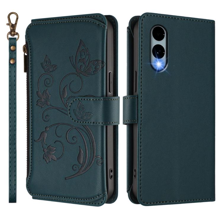 For Fujitsu Arrows We2 F-52E Butterfly Love Flower Multi-card Zipper Wallet Leather Phone Case